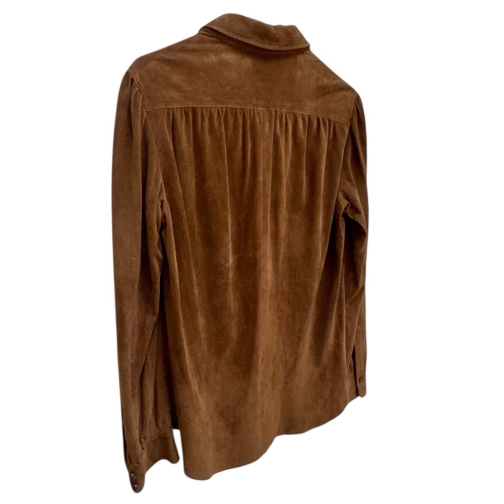Vintage Ralph Lauren 100% Suede Leather Button-Down Blouse - Picture 8 of 10